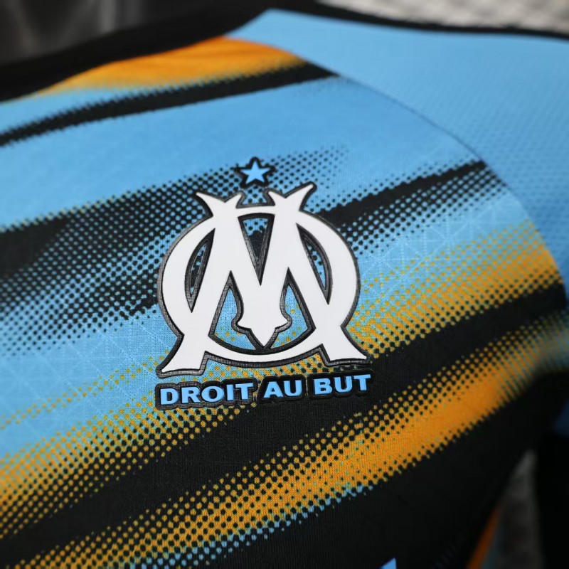 Player Version 25/26 Olympique de Marseille Blue with Orange Gradient Stripe Jersey