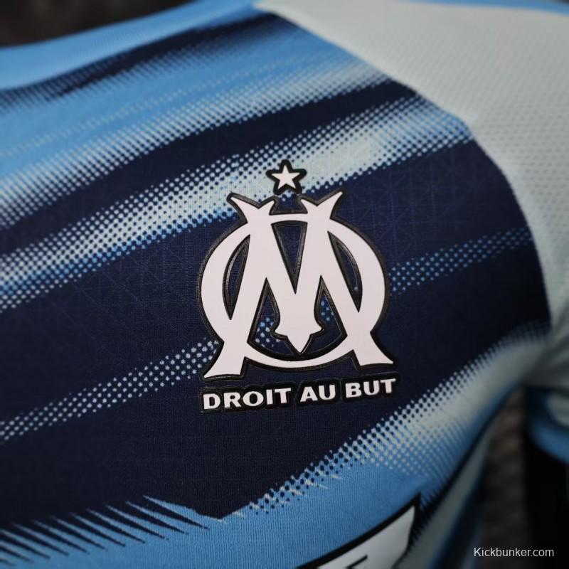 Player Version 25/26 Olympique de Marseille Blue with Gradient Wave Pattern Jersey