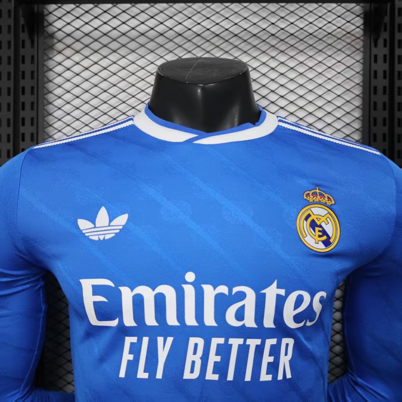 Player Version 25/26 Real Madrid Third Blue Long Sleeve Jersey