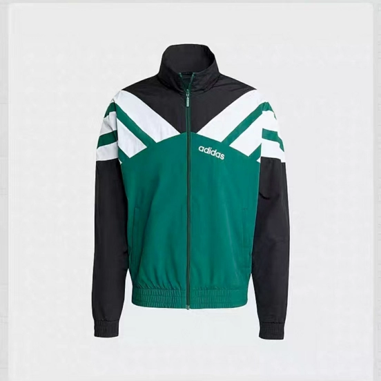 2025 Adidas Green/White/Black Full Zipper Windbreaker
