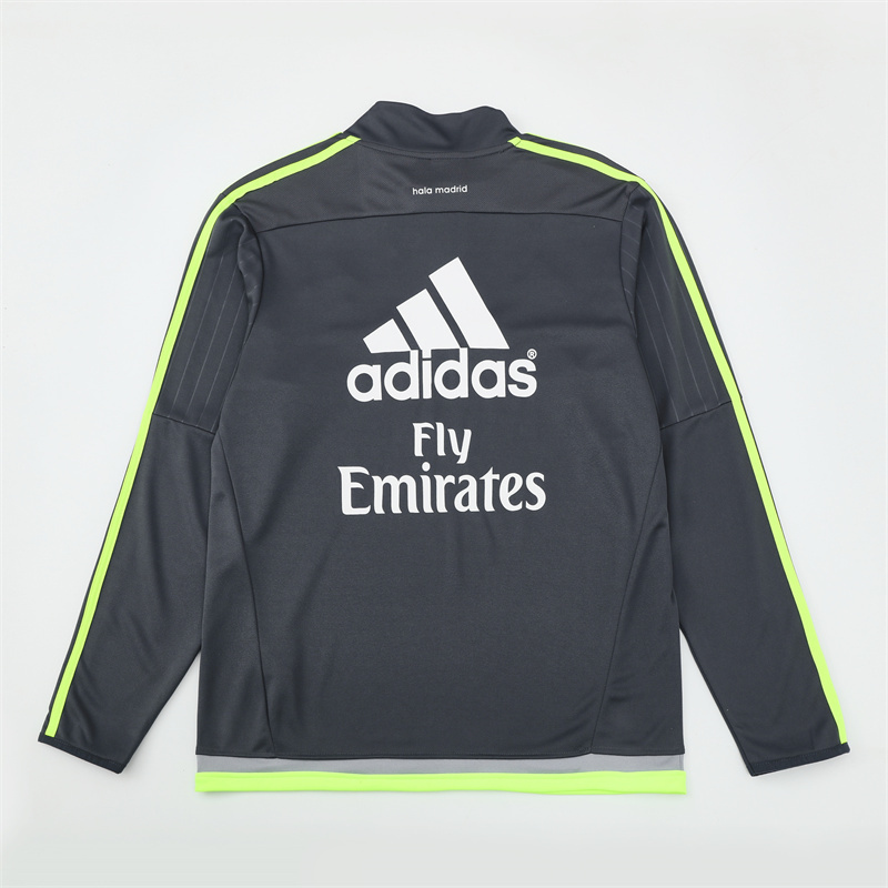 Retro 15/16 Real Madrid Dark Grey Half Zipper Jacket