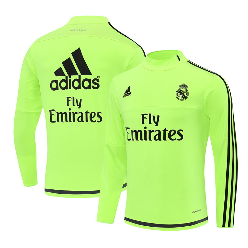 Retro 15/16 Real Madrid Fluorescent Green Half Zipper Jacket