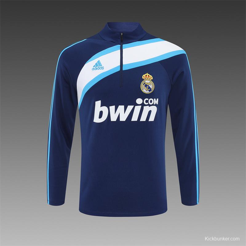 Retro 09/10 Real Madrid Royal Blue Half Zipper Jacket
