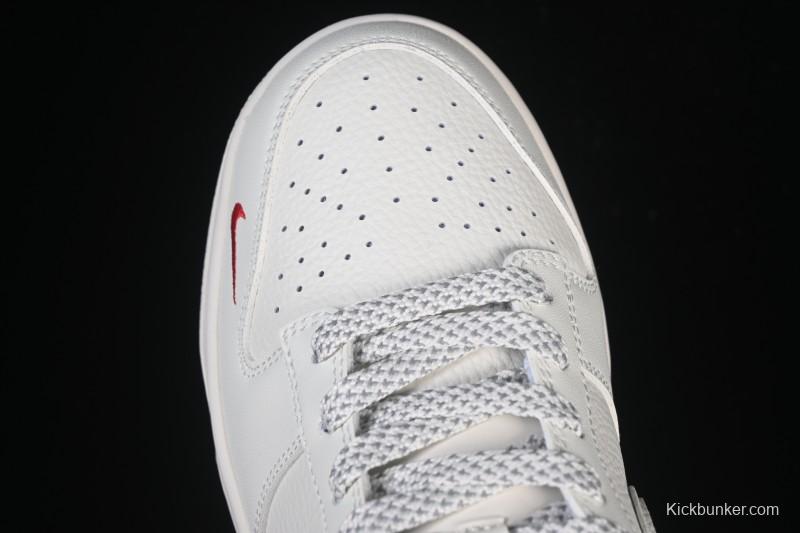 Nike SB Dunk Low Supreme Collaboration Off-White Red Swoosh Low-Top Casual Skate Shoes - CS1688-109