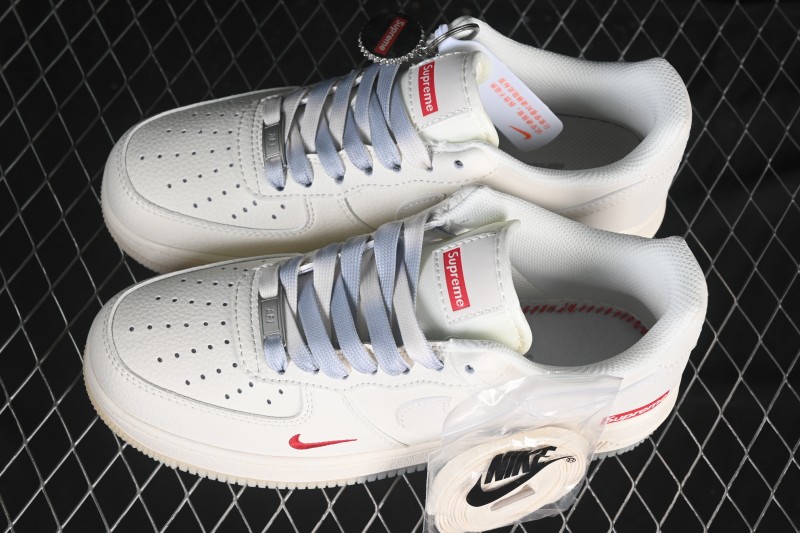 Nike Air Force 1 '07 Low Supreme Collaboration Beige Grey Crystal Sole Casual Sneakers - XX3168-178