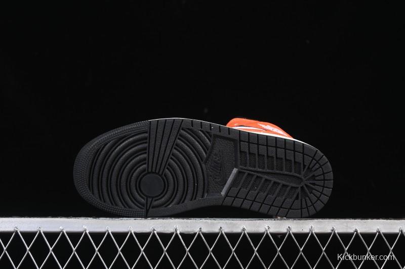 Nike Air Jordan 1 Mid AJ1 Mid-Top Casual Sneakers with Black White Orange Design - DQ8426-801