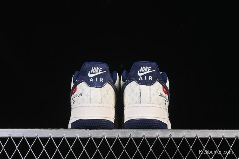Nike Air Force 1 '07 Low LV Collaboration Print Light Blue Swoosh Casual Sneakers - MZ9588-817
