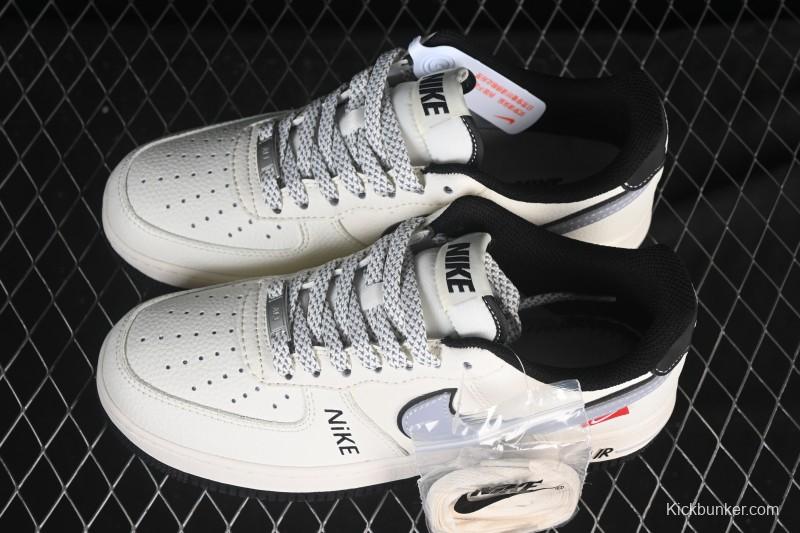 Nike Air Force 1'07 Low Beige Gray Black Letter Casual Sneakers - JS8028-018