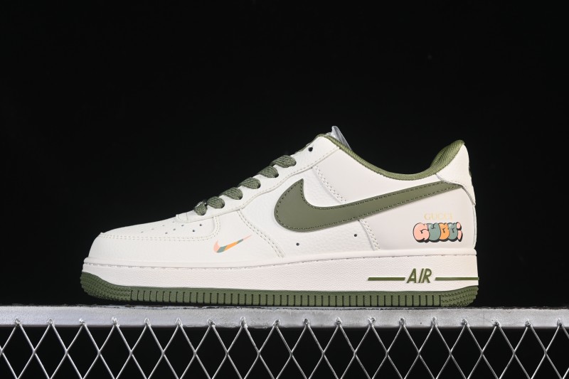 Nike Air Force 1'07 Low Gucci Collaboration Military Green Multi-Color Low-Top Casual Sneakers - XX3168-211