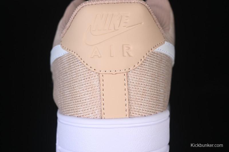 Nike Air Force 1'07 Low Knit Khaki Casual Sneakers - CI0051-200