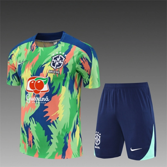 25/26 Brazil Blue Green Camouflage with XS Short Sleeve+Soccer Shorts