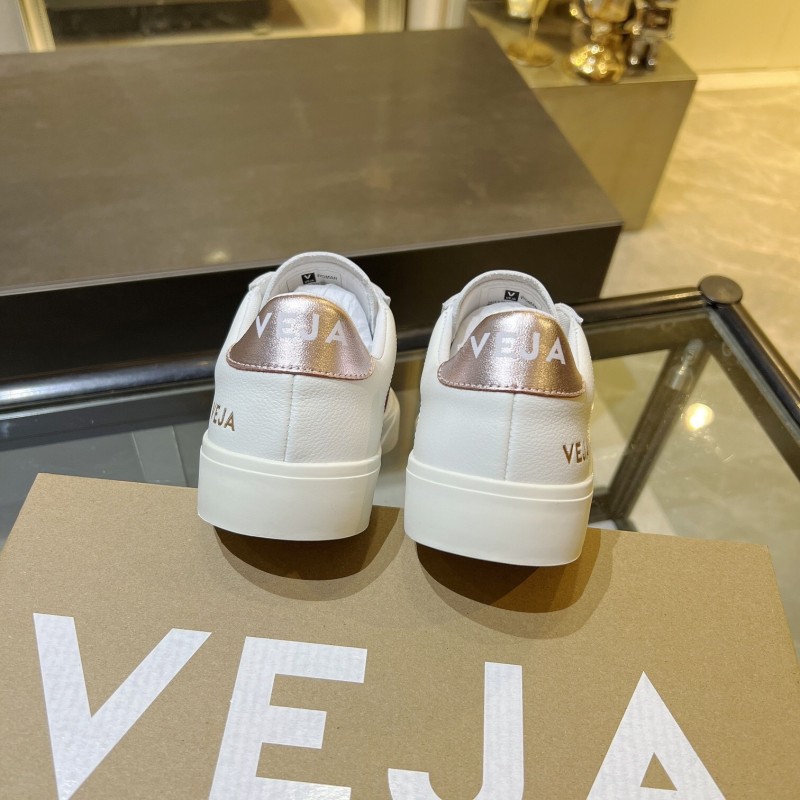VEJA Classic White Sneakers V Logo Lace-Up Retro Flat Thick Sole Casual Sports Shoes - LY00220/LY00230