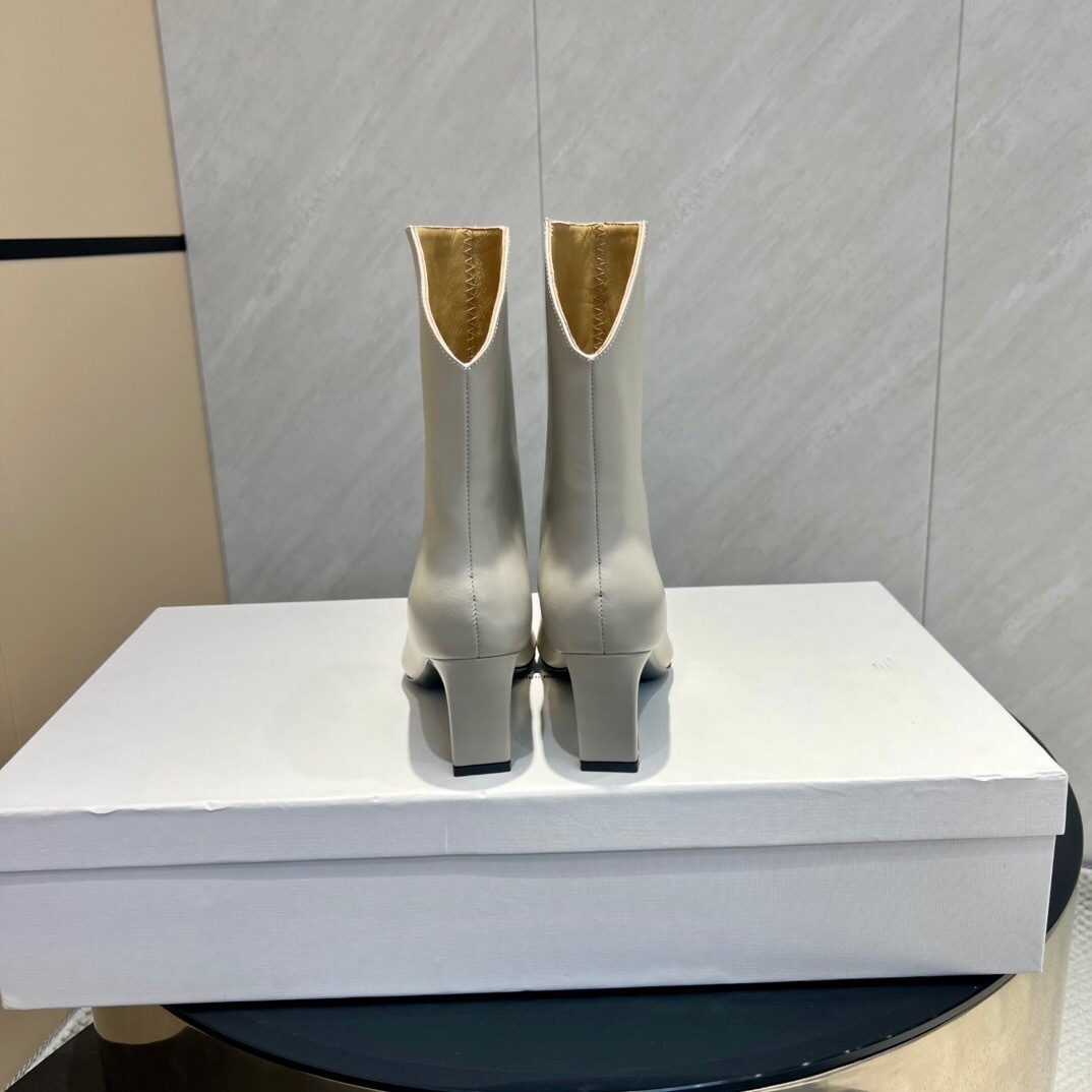 Khaite 2025 SS Fashion Square Toe Slip-On Ankle Boots - KFY00390