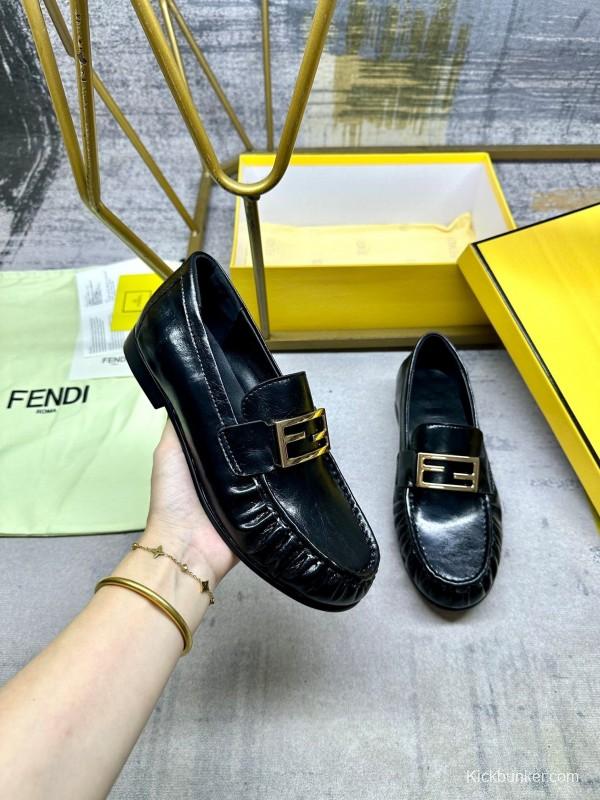 FENDI 2025/ss Loafers with FF Buckle and Soft Leather - LY00260