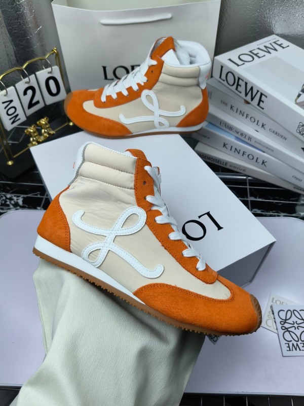 LOEWE High-Top German Training Sneakers Retro Fashion Casual White Shoes - LY00330