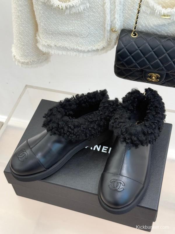 Chanel 2025/SS Double C Color-Block Shearling Snow Boots - KFY00270