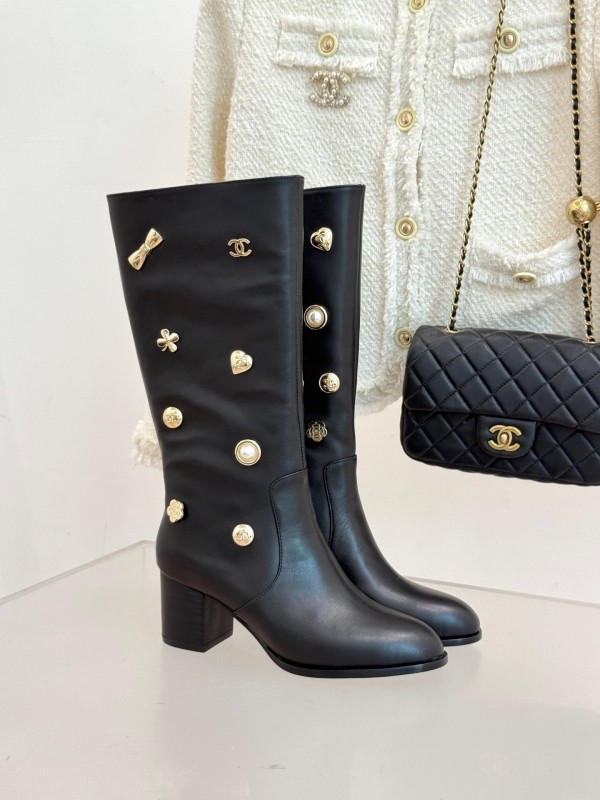 Chanel 2025/SS Double C Metal Buckle High Heel Boots - KFY00530
