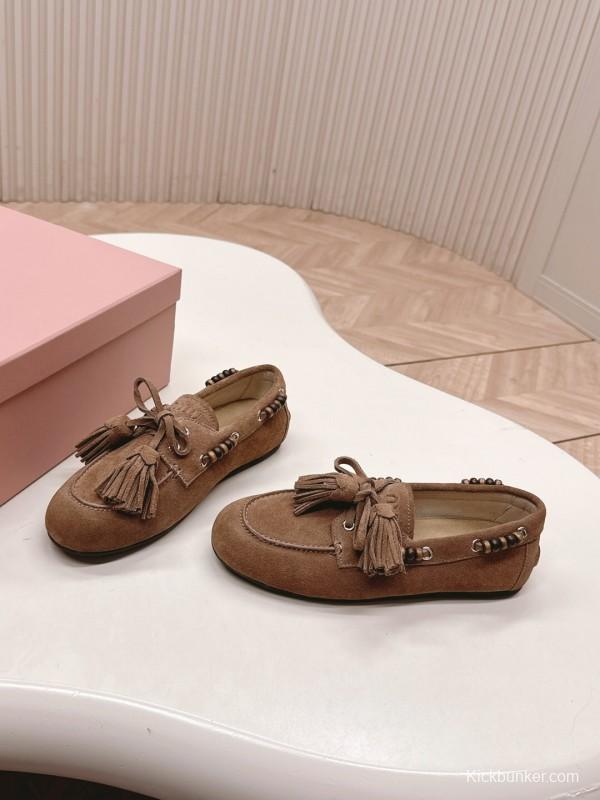Miu Miu Fall/Winter 2025 Tassel Loafer Mule with Bead Accents - LY00330