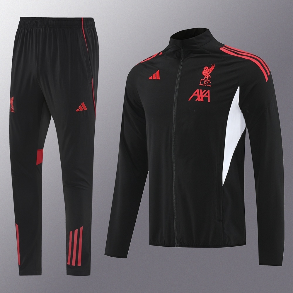 25/26 Liverpool Black S-2XL Half Zipper Jacket+Long Pants