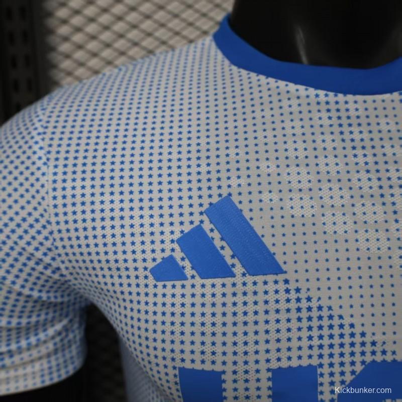 2025 Player Version  USA  Away White with Blue Halftone Gradient Pattern World Cup Commemorative Jersey