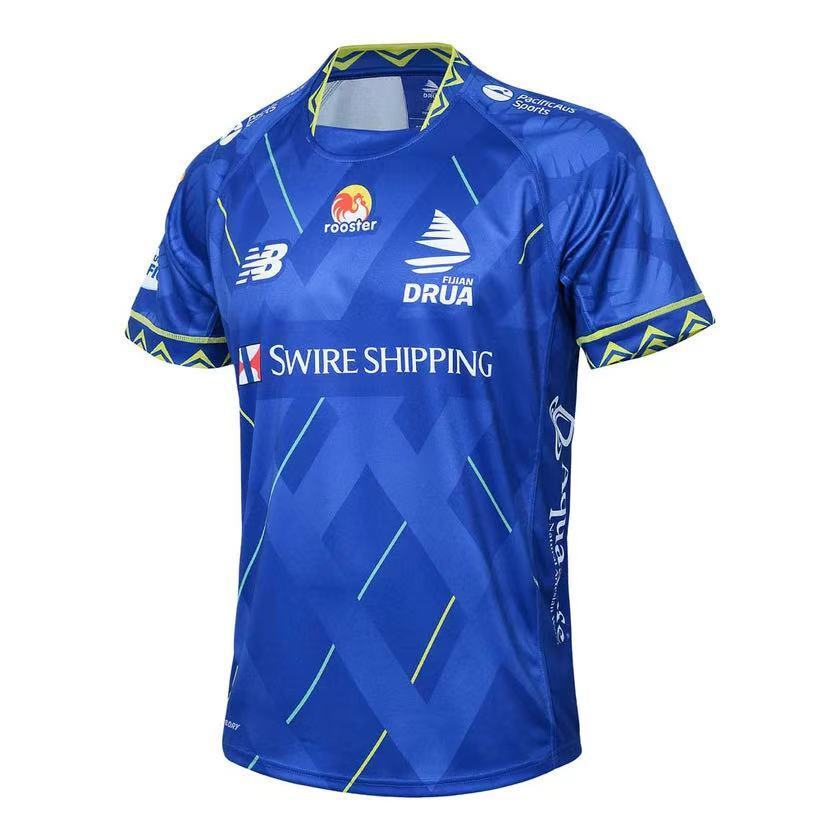 25/26 Fijian Drua Royal Blue with Geometric Pattern Home Jersey