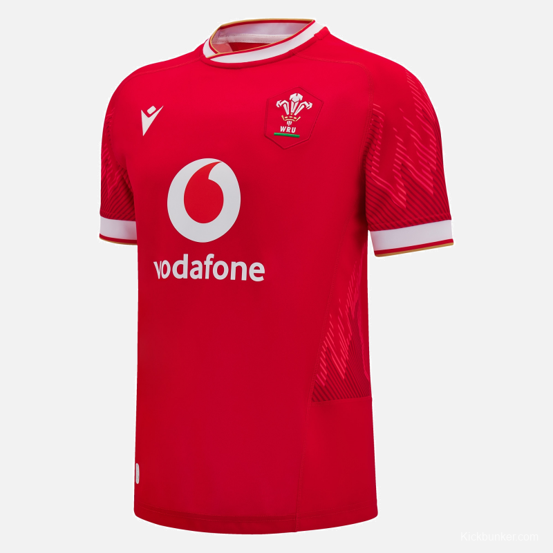2025 Wales Red with Tonal Wave Pattern Home Jersey