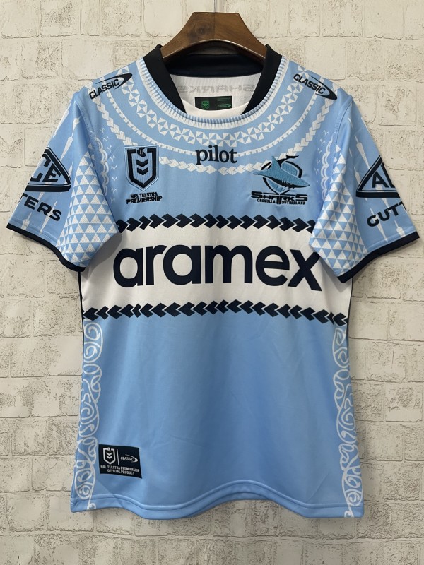 25/26 Cronulla-Sutherland Sharks Sky Blue with Indigenous Heritage Jersey