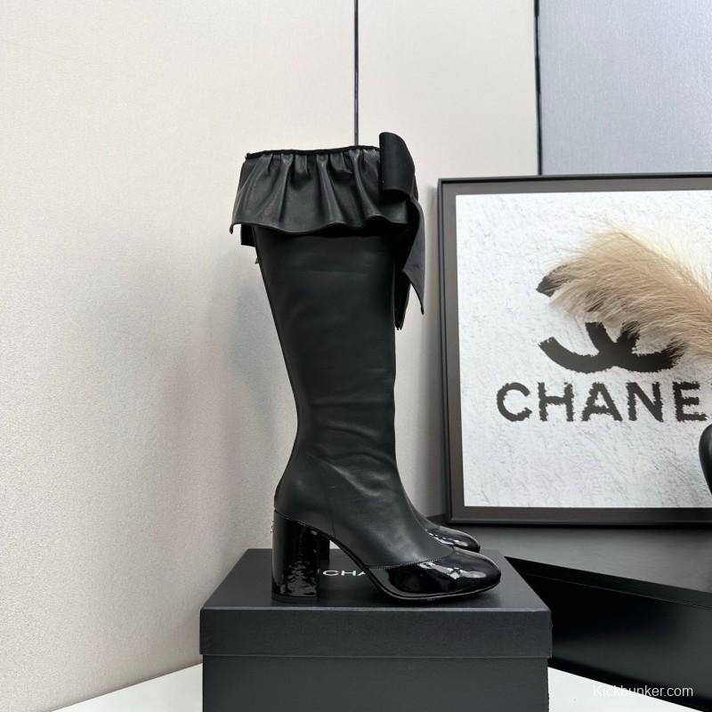 Chanel 2025 SS Bow Detail Block Heel Boots - L Y00600