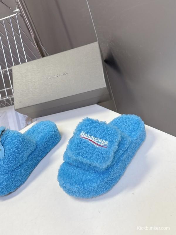 Balenciaga 2025 SS Couple Edition Coca-Cola Fur Slides - KFY00230