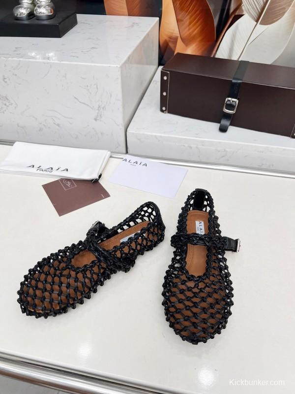 Alaia 2025SS Handwoven Ballet Dance Shoes with Inner Height Increase - LY00280