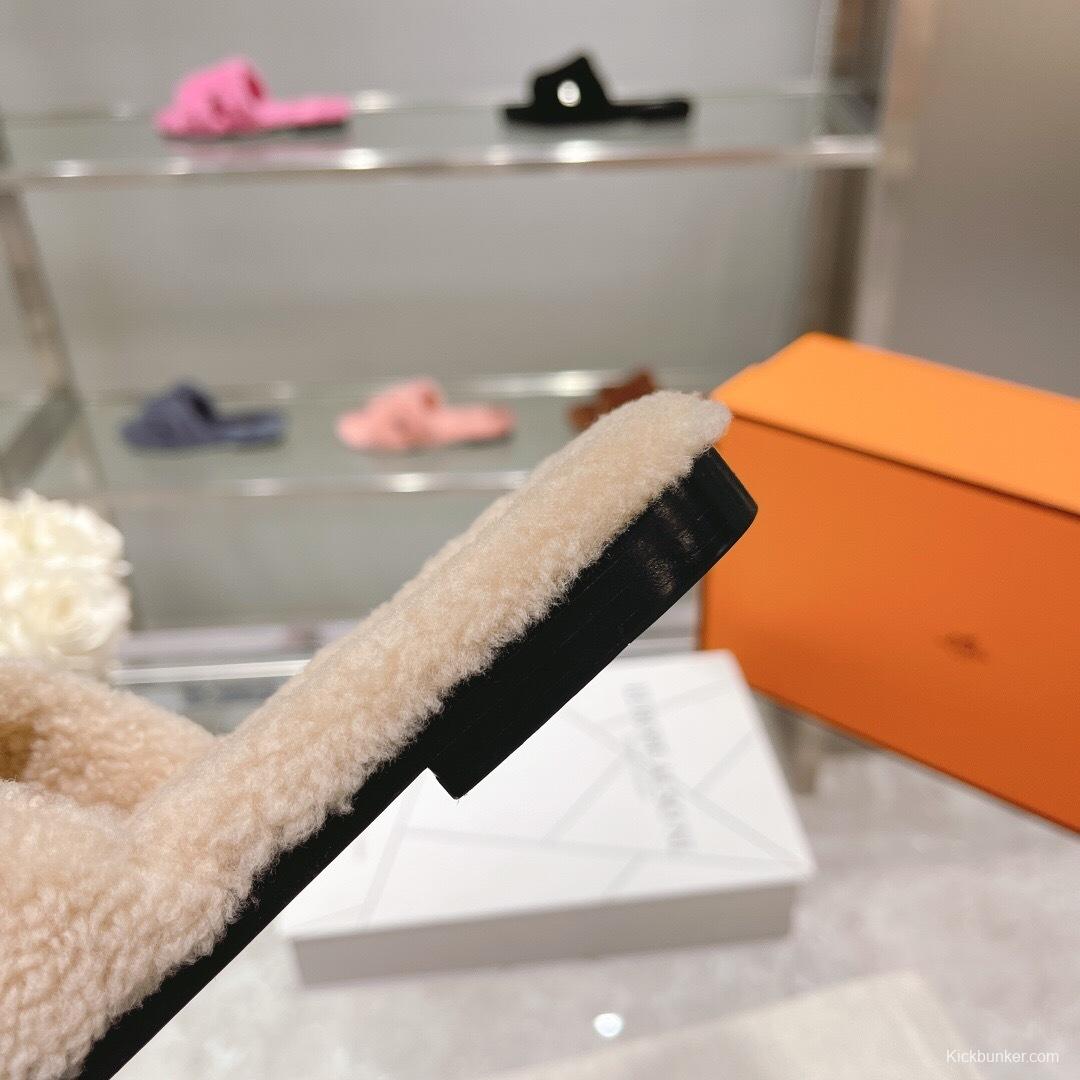 H Home Love Teddy Wool H Slippers Flat Sole Winter - LY00240