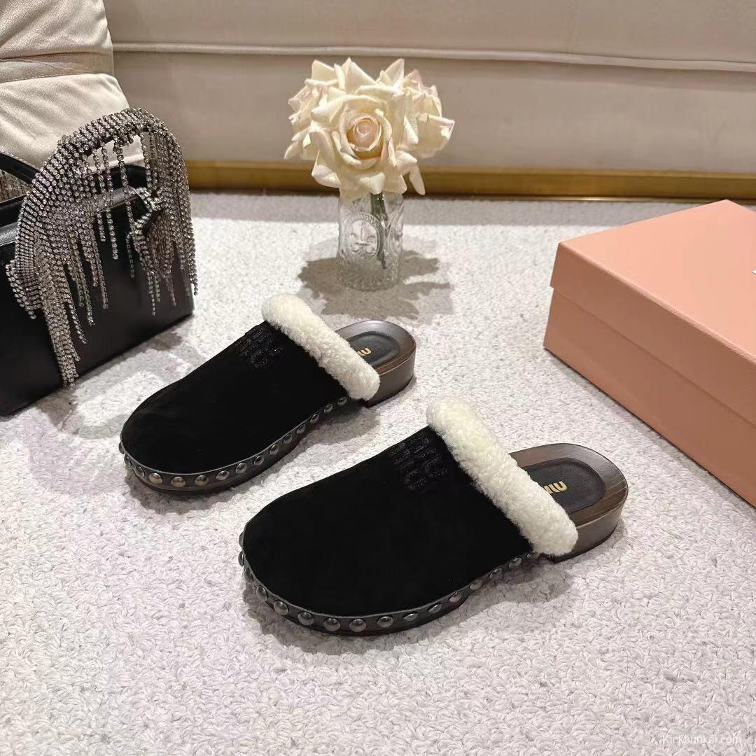 Miu Miu Cotton Shoes Sandals 2025 SS New Season Unique Washing Craft - LY00260