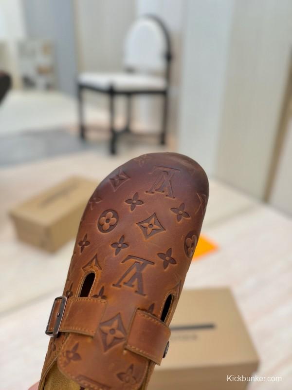 Louis Vuitton Louis Vuitton × BIRKENSTOCK Boston Closed-Toe Soft Sole Mule Slippers - KFY00300