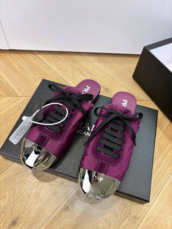 Prada Metal Toe Thin Sole Trainer Casual Shoes - LY00270