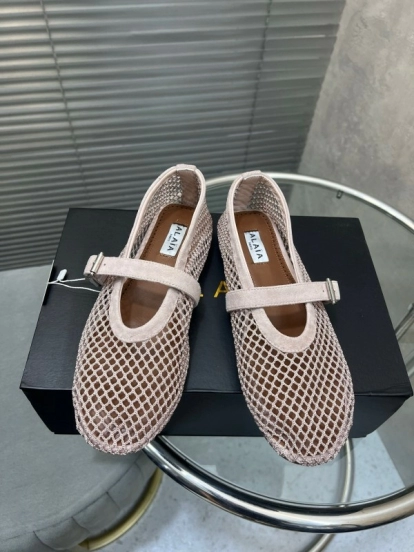 ALAIA 2025 Spring Summer Collection New Color Net Flat Sandals - KFY00270