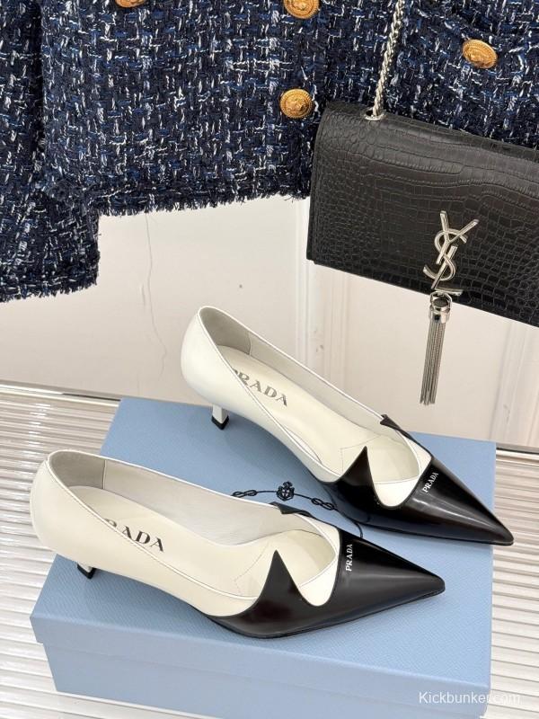 PRADA 2025/SS Catwalk Pointed Toe Kitten Heel Single Shoes - KFY00310