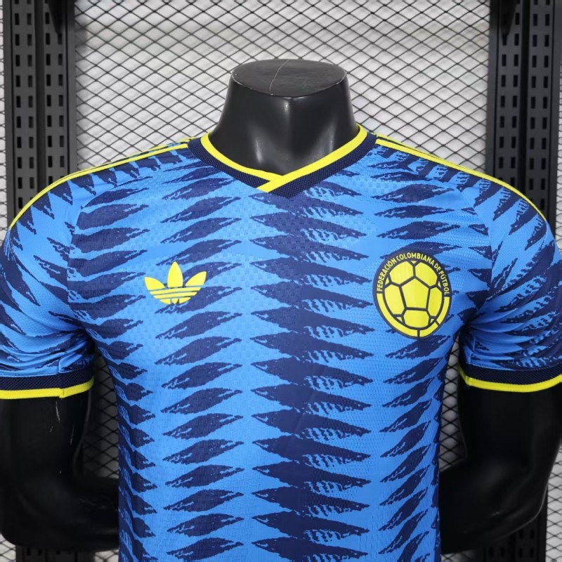 Player Version 2026 Colombia Away Blue with Zigzag Wave Pattern Jersey