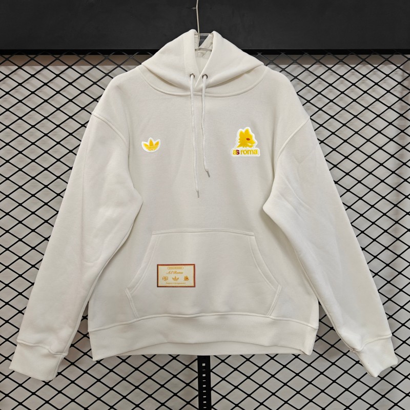 25/26 Adidas x AS Roma Retro  Embroidered Logo Hoodie 9 Colors