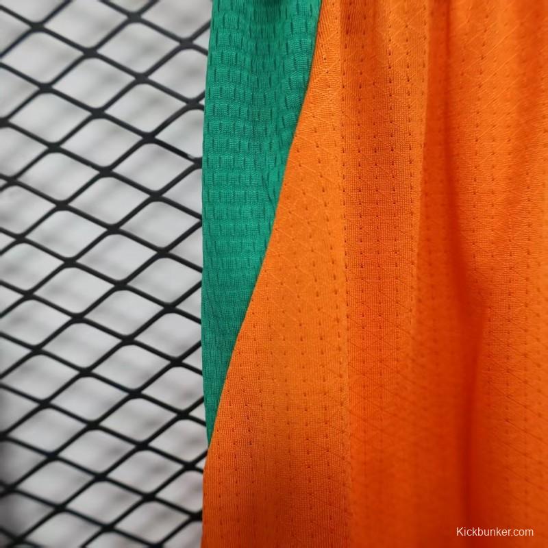 2026 Player Version Ivory Coast Orange with Green Side Panels Shorts