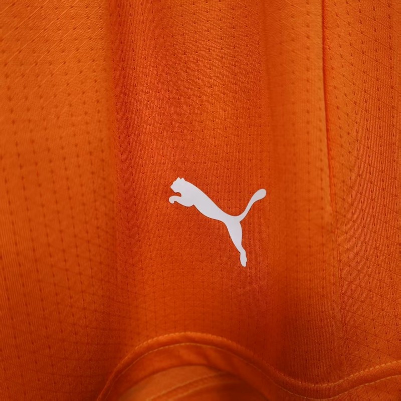 2026 Player Version Ivory Coast Orange with Green Side Panels Shorts