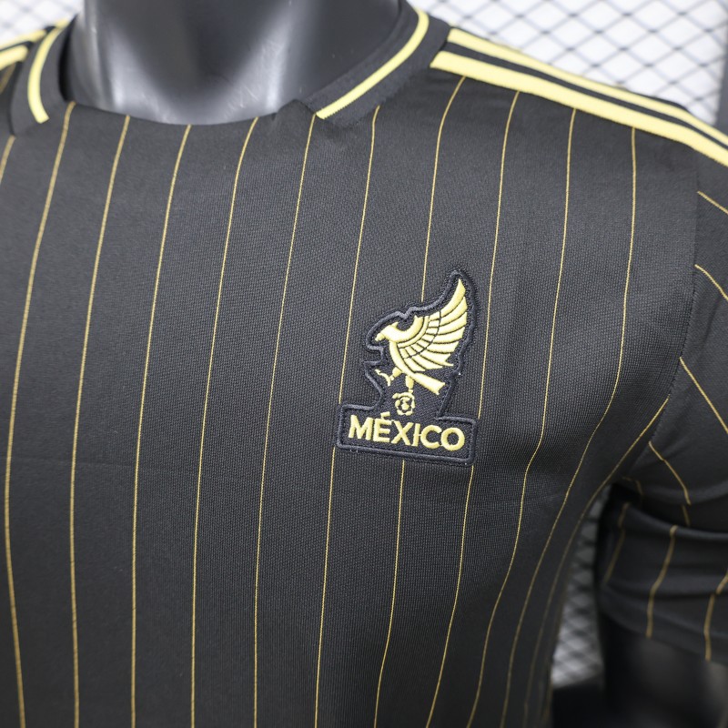 2026 Player Version Mexico Black with Gold Pinstripes Jersey
