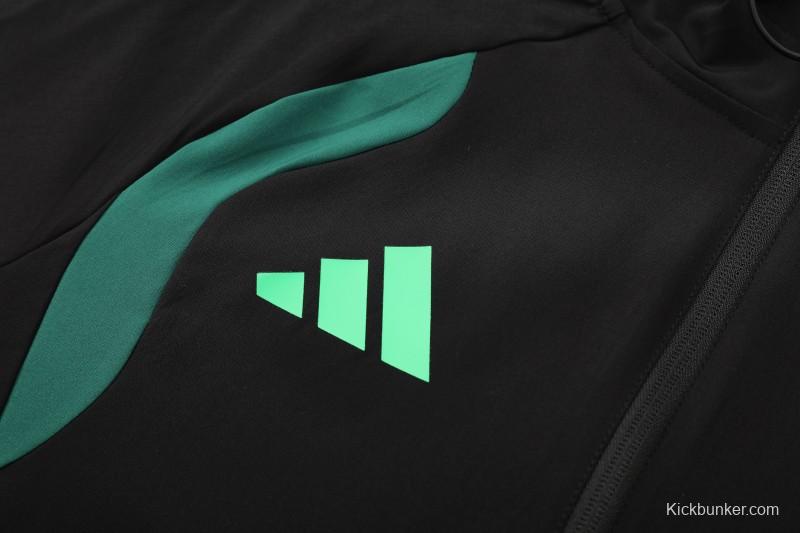 26/27  Mexico Black & Dark Green Full Zipper Hooded Jacket Tracksuit + Long Pants