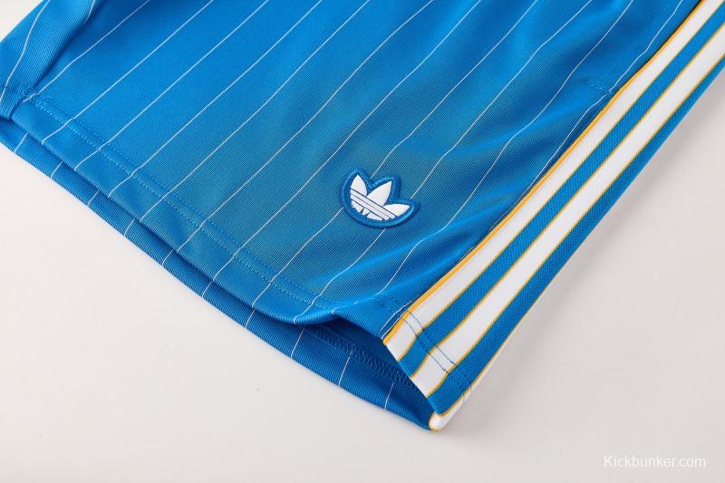 26/27 Real Madrid  Blue Pinstripe  Short Sleeve+Soccer Shorts