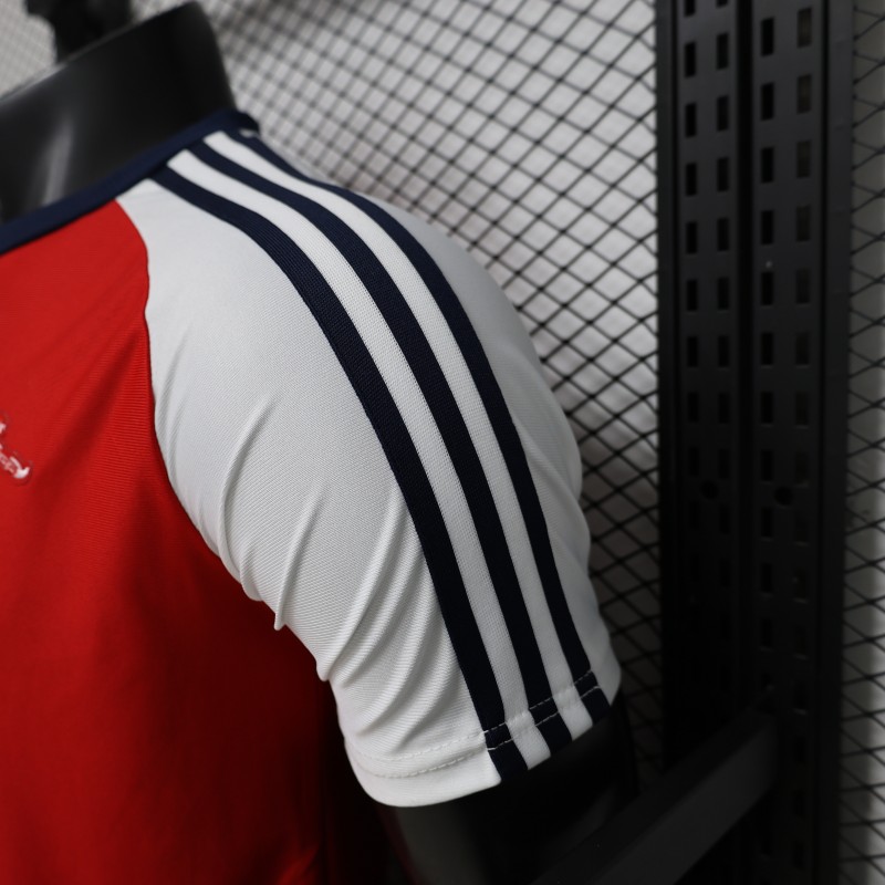 Player Version 2026  Arsenal x Adidas Originals Red with White Raglan Sleeve Home Jersey