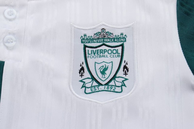 Retro 1995/96 Kids Liverpool White & Green Away Jersey