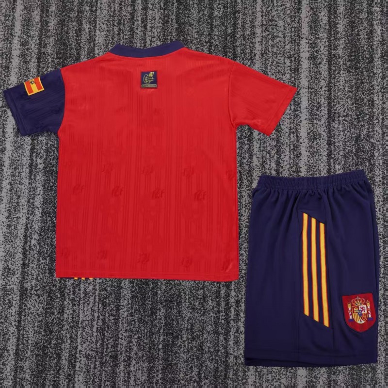 Retro 1996 Kids Spain Red & Navy Diagonal Split Home Jersey