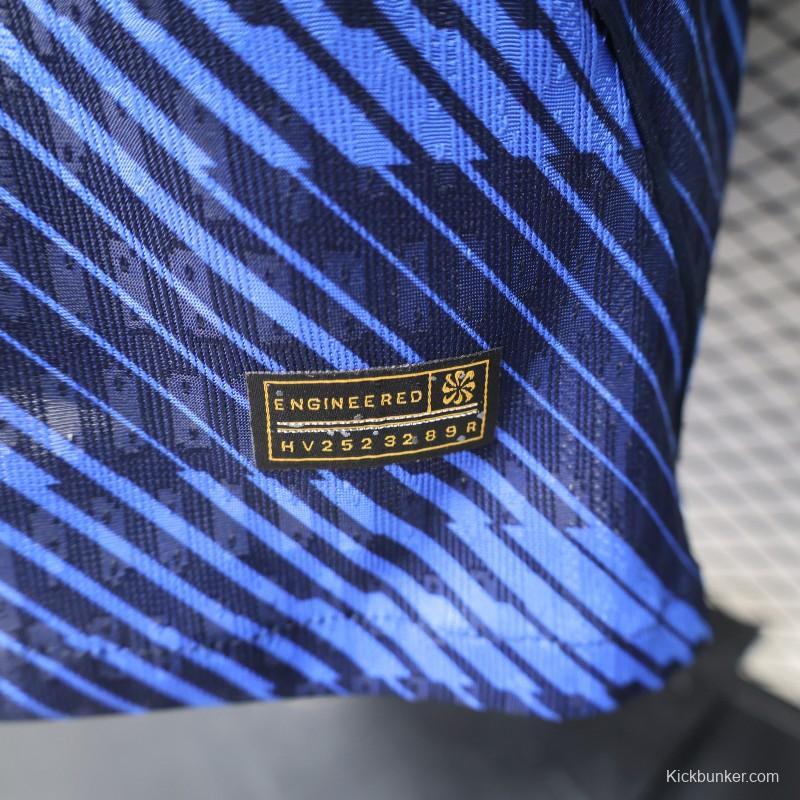 Player Version 2026 France Home Blue with Diagonal Brushstroke Stripe Polo Collar Jersey