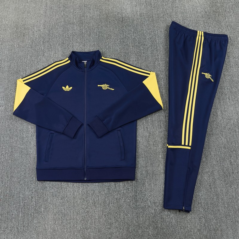 26/27 Arsenal Navy Blue & Yellow Full Zipper Jacket Tracksuit + Long Pants
