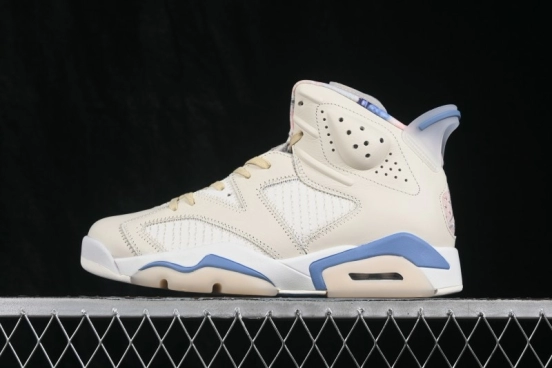 Nike Air Jordan 6 Retro 'Sashiko' Basketball Shoes with Blue Accents and Stitch Detailing - IR7255-110