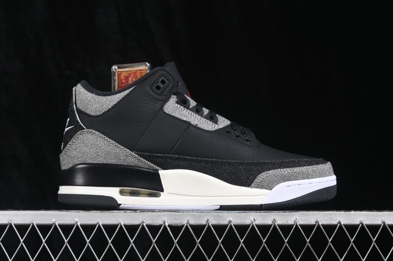 Levi's x Air Jordan 3 Retro 'Black Denim' Sneakers with Layered Washed Denim Upper - IR0914-400
